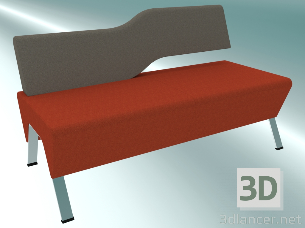 3d model The bench is double, the back is fixed on the right side (2R) - preview