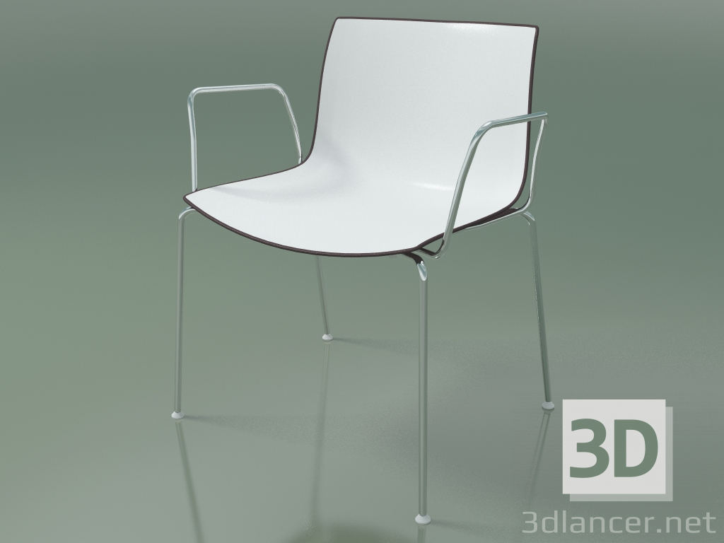 modello 3D Sedia 0201 (4 gambe, con braccioli, polipropilene bicolore) - anteprima