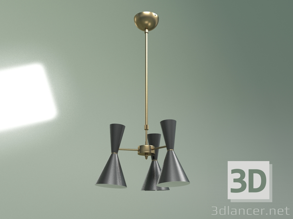 3d model Plafón Stilnovo Style 3 luces (negro) - vista previa