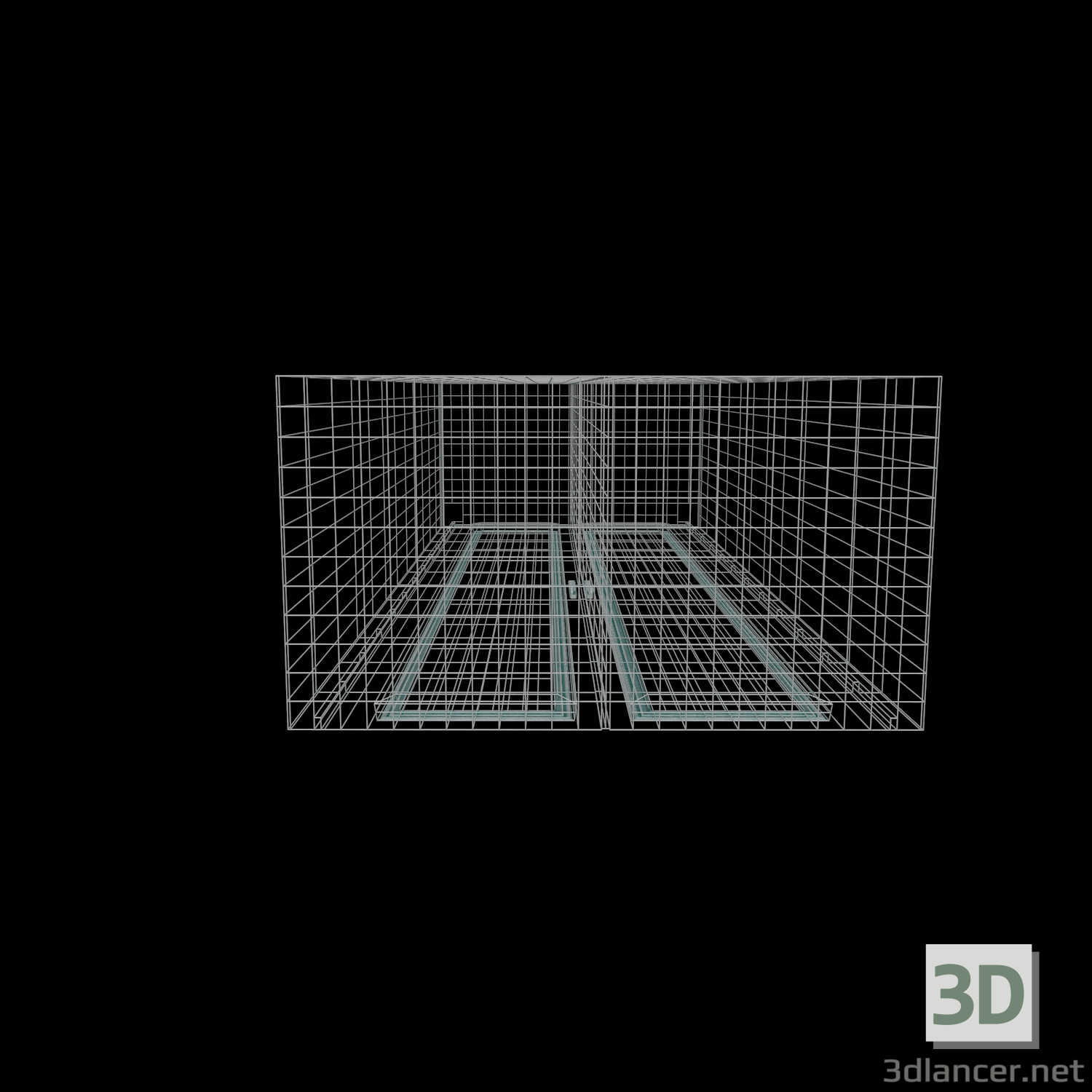 Kleiderschrank mit zwei Spiegeln 3D-Modell kaufen - Rendern