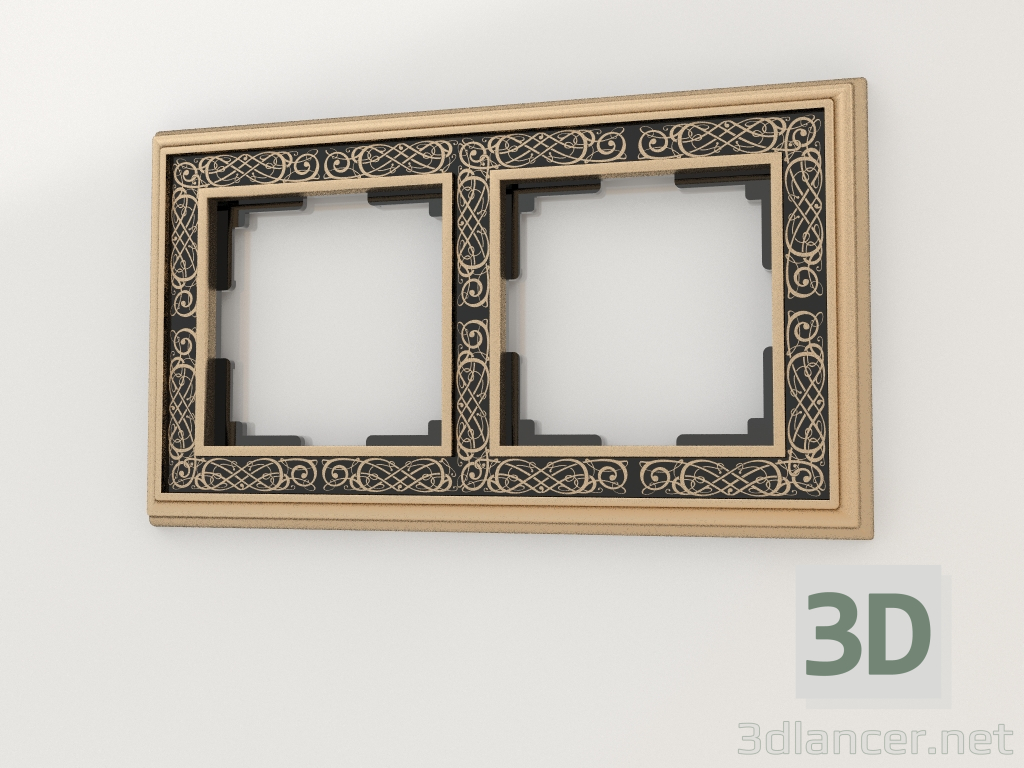 Modelo 3d Moldura para 2 postes Palacio Gracia (ouro-preto) - preview