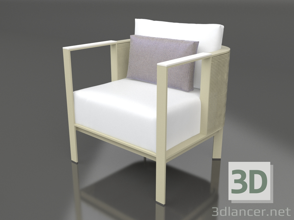 modèle 3D Fauteuil club (Or) - preview