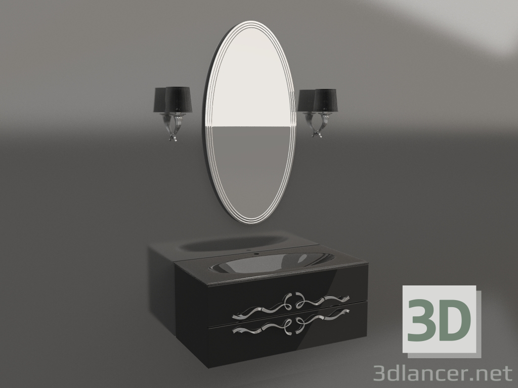 modello 3D Mobile con specchio per il bagno (Due.01.10+4x1000x600) - anteprima