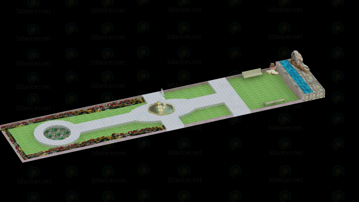 3D modeli 22'x 104' park - önizleme