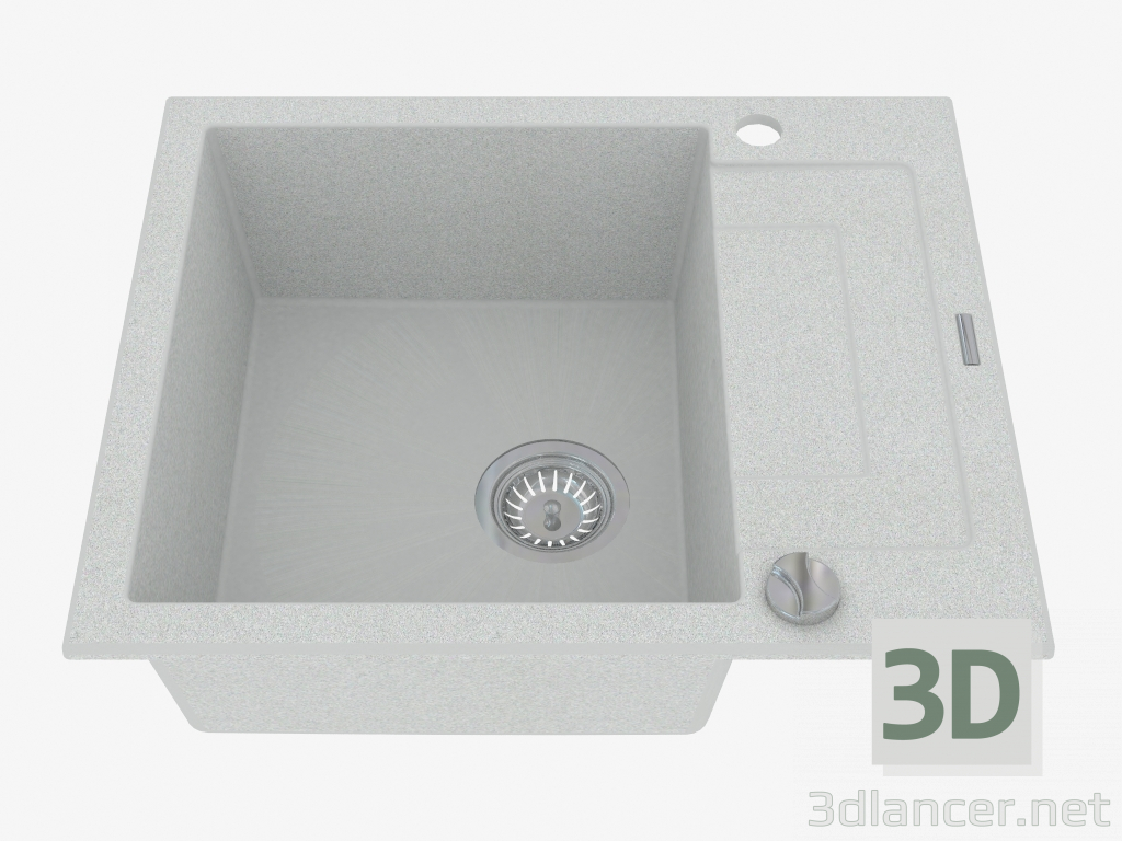 3d model Fregadero, 1 recipiente con un ala para secar - metal gris Rapido (ZQK S11A) - vista previa