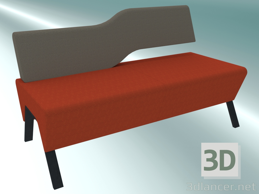 3d model The bench is double, the back is fixed on the right side (2R wood) - preview