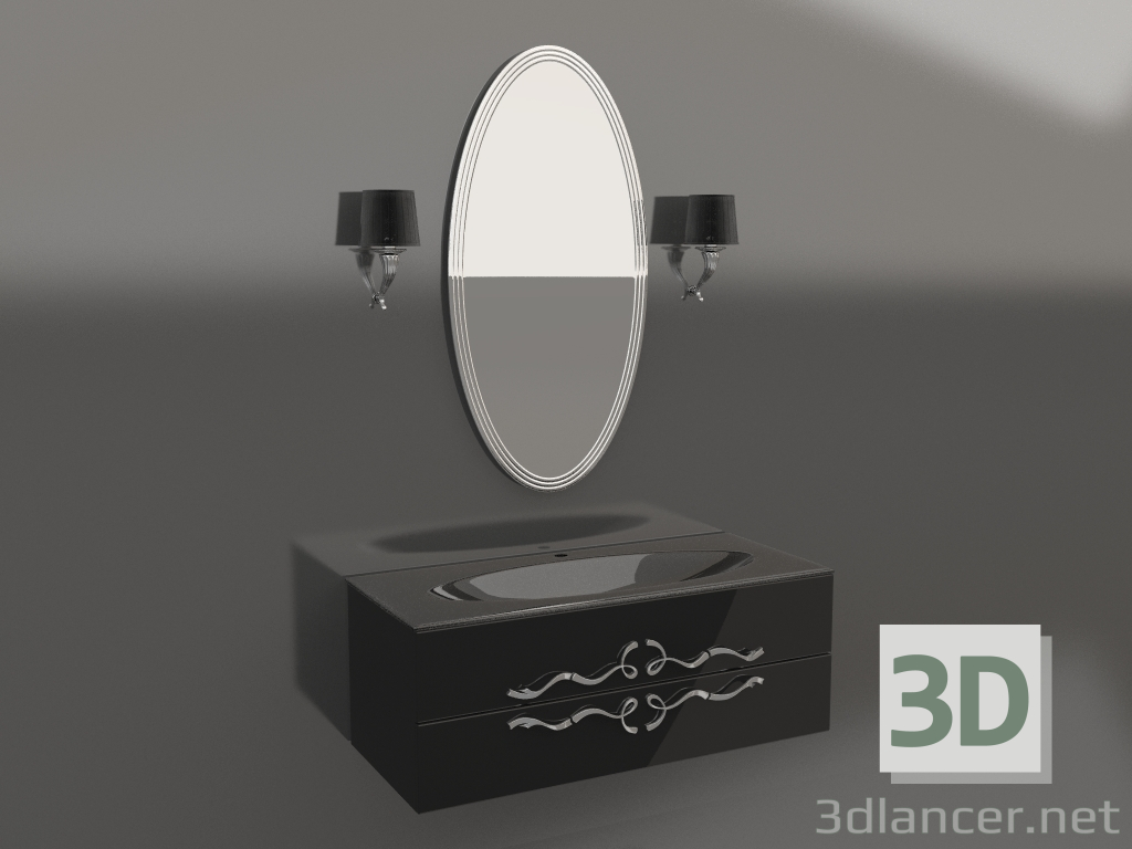 modèle 3D Meuble avec miroir pour la salle de bain (Due.01.12+4x1000x600) - preview