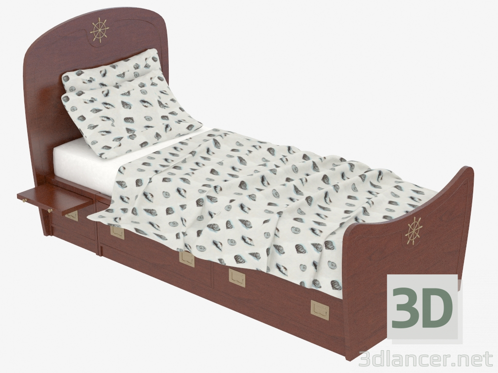 Modelo 3d Cama infantil com mesa de cabeceira - preview