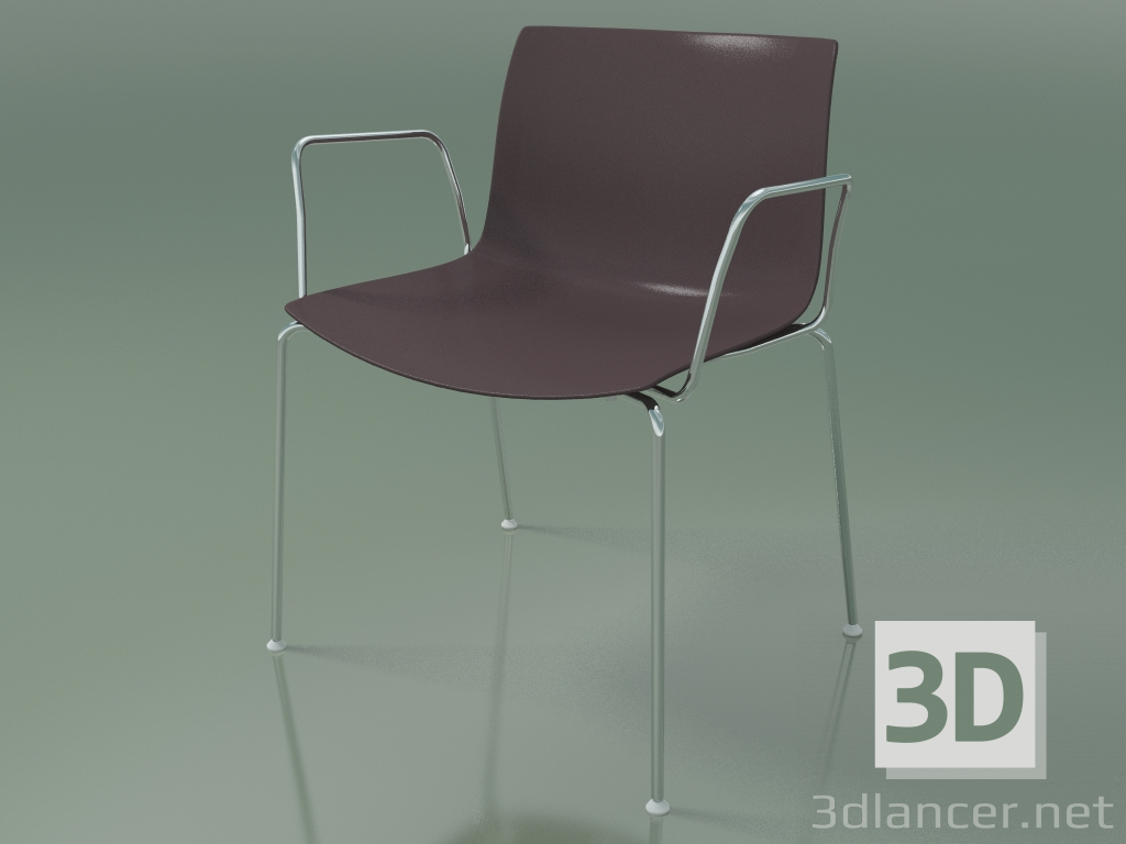 3d model Silla 0201 (4 patas, con reposabrazos, polipropileno PO00404) - vista previa