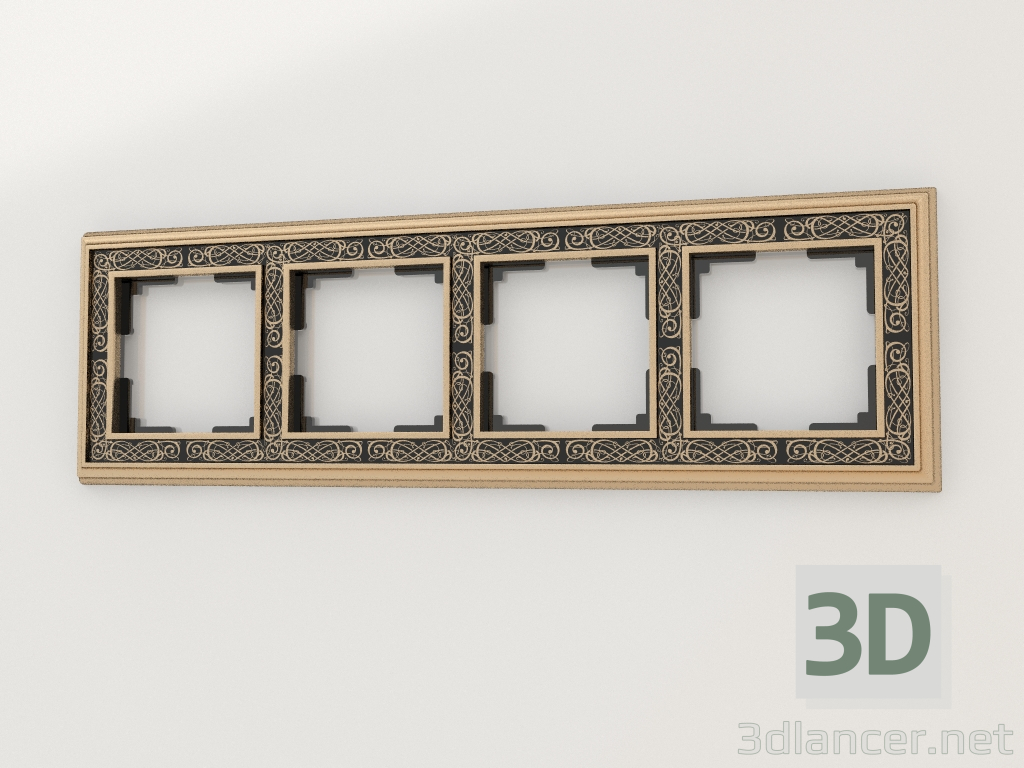 3d model Marco para 4 postes Palacio Gracia (oro-negro) - vista previa