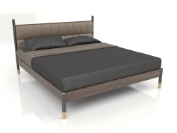 Ліжко з ґратами, обробка шпон ебоні, чорний матовий лак, латунь, екокожа PU63 (188.6x213x111 см)