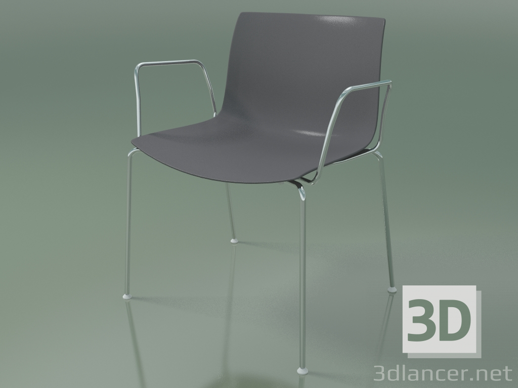 modello 3D Sedia 0201 (4 gambe, con braccioli, polipropilene PO00412) - anteprima