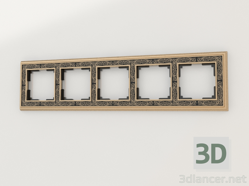 Modelo 3d Moldura para 5 postes Palacio Gracia (ouro-preto) - preview