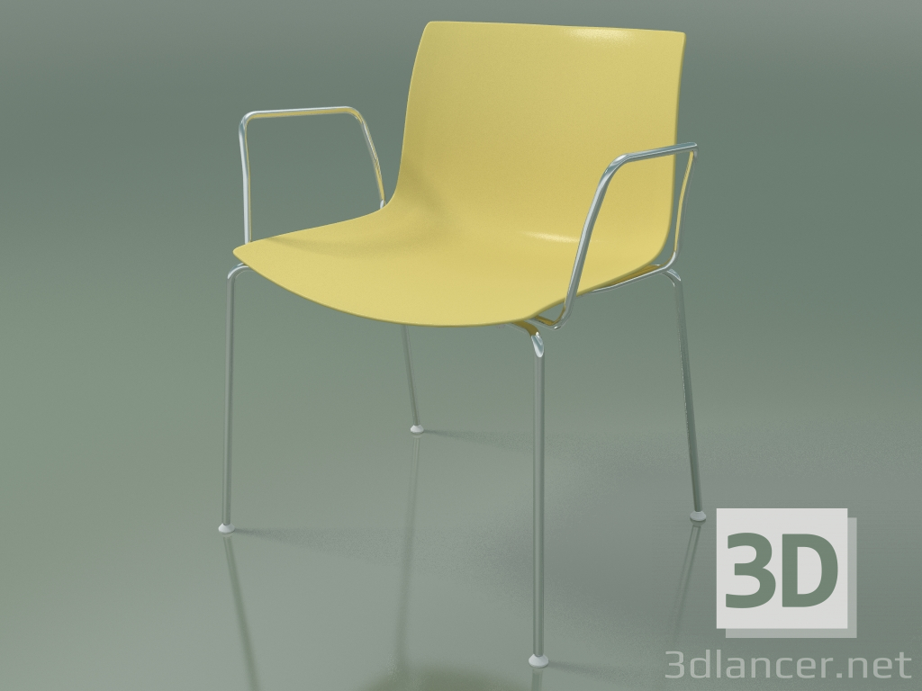 3d model Silla 0201 (4 patas, con reposabrazos, polipropileno PO00415) - vista previa