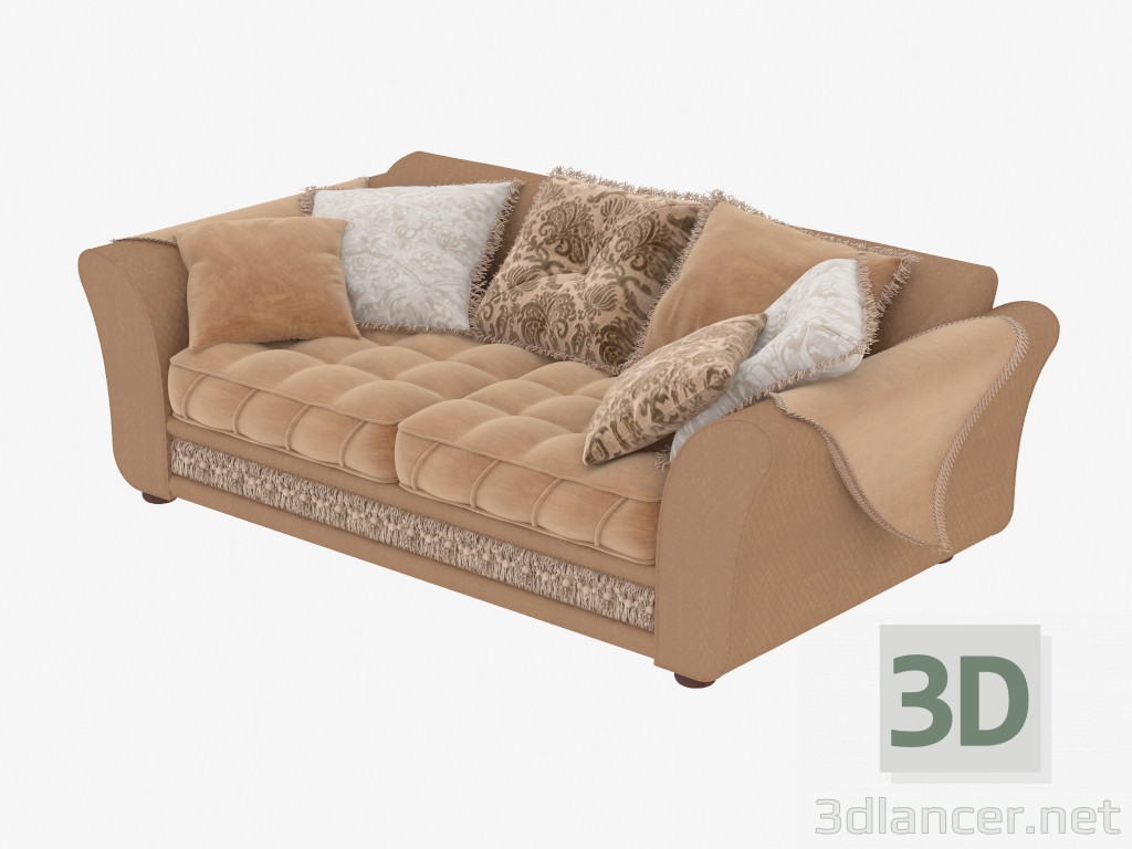 3d model Sofá doble recta - vista previa