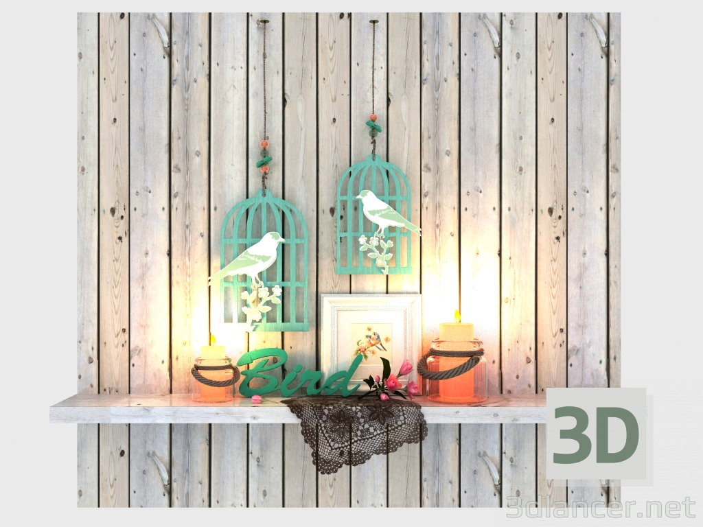 3d model Decorative set Bird - preview