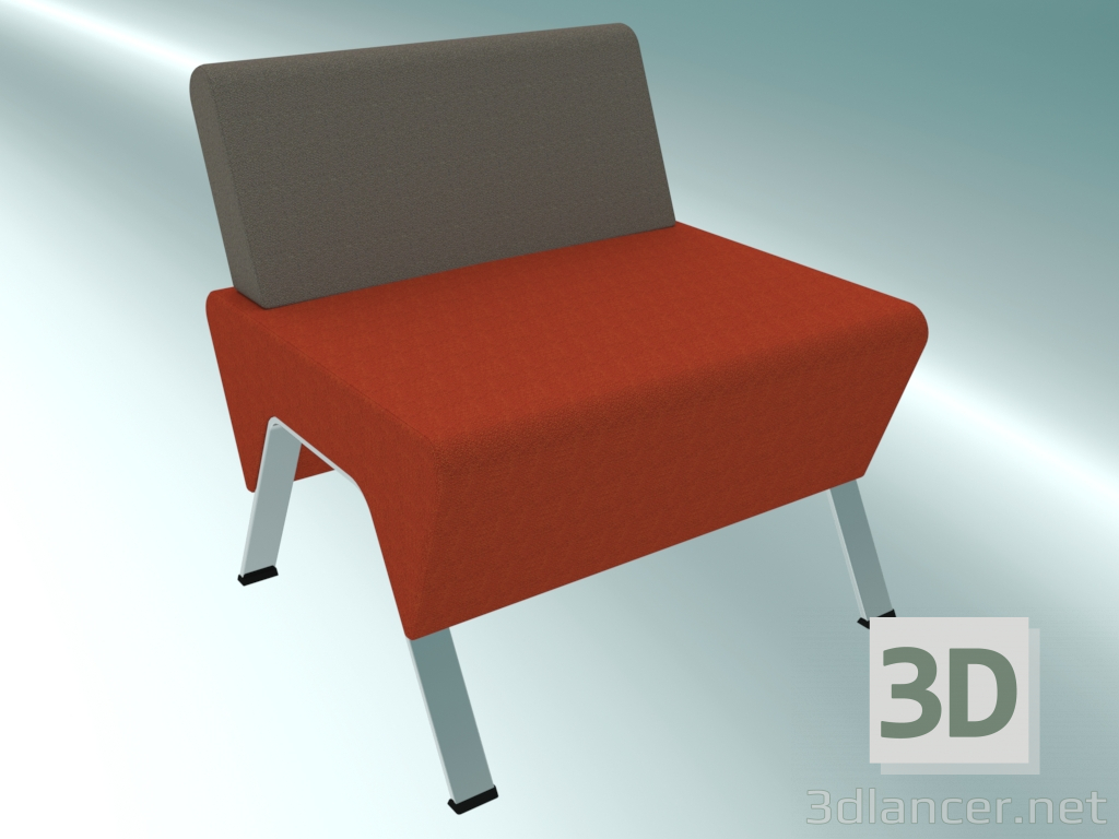 3d model Single bench with a low back (11) - preview