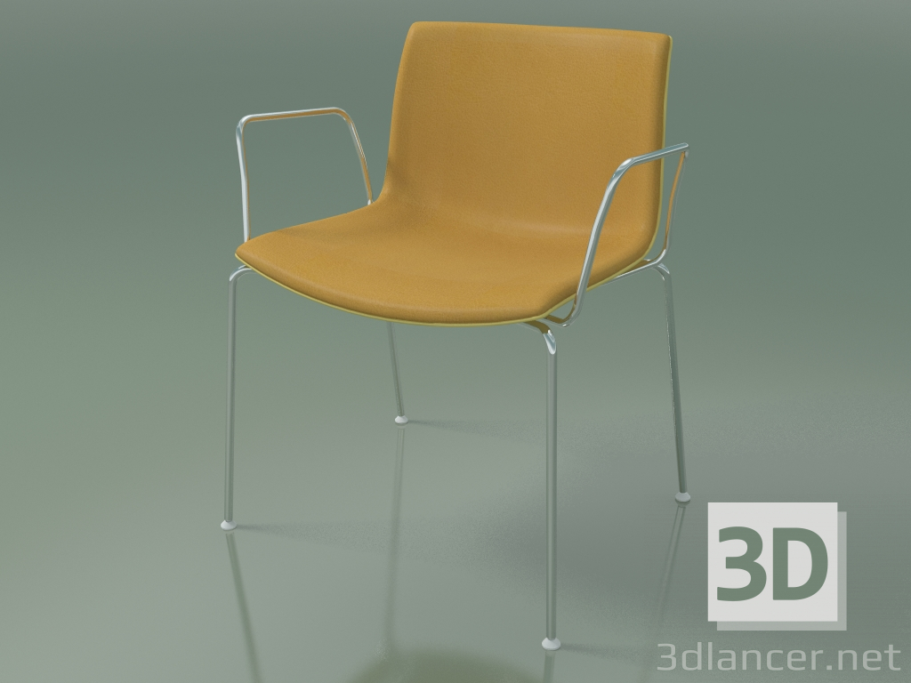 3d model Silla 2040 (4 patas, con reposabrazos, con tapizado delantero, polipropileno PO00415) - vista previa