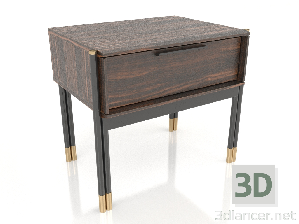 modello 3D Comodino, impiallacciato in ebano, laccato nero opaco, ottone (55x39,5x48 cm) - anteprima