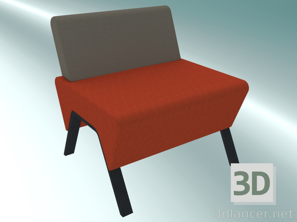 3d model Single bench with a low back (11 wood) - preview