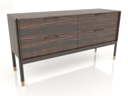 Cassettiera, finitura impiallacciata in ebano, lacca nera opaca, ottone (149,2x45x75 cm)