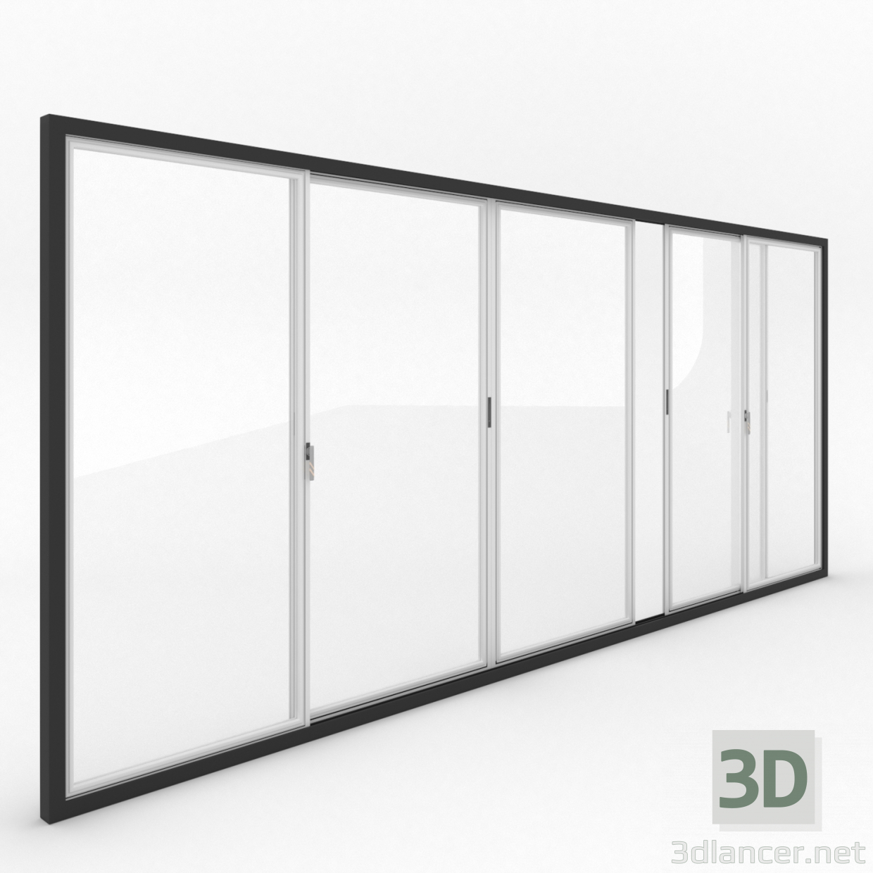 Ventana corrediza 3D modelo Compro - render