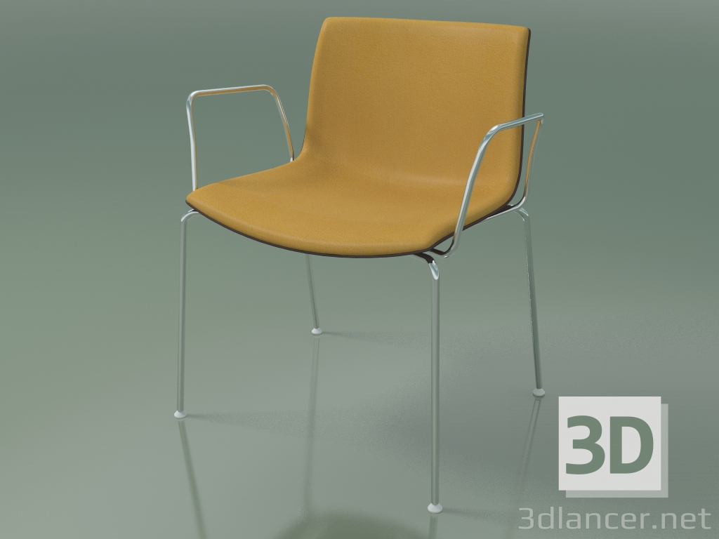 3d model Silla 2040 (4 patas, con reposabrazos, con tapizado delantero, polipropileno PO00404) - vista previa