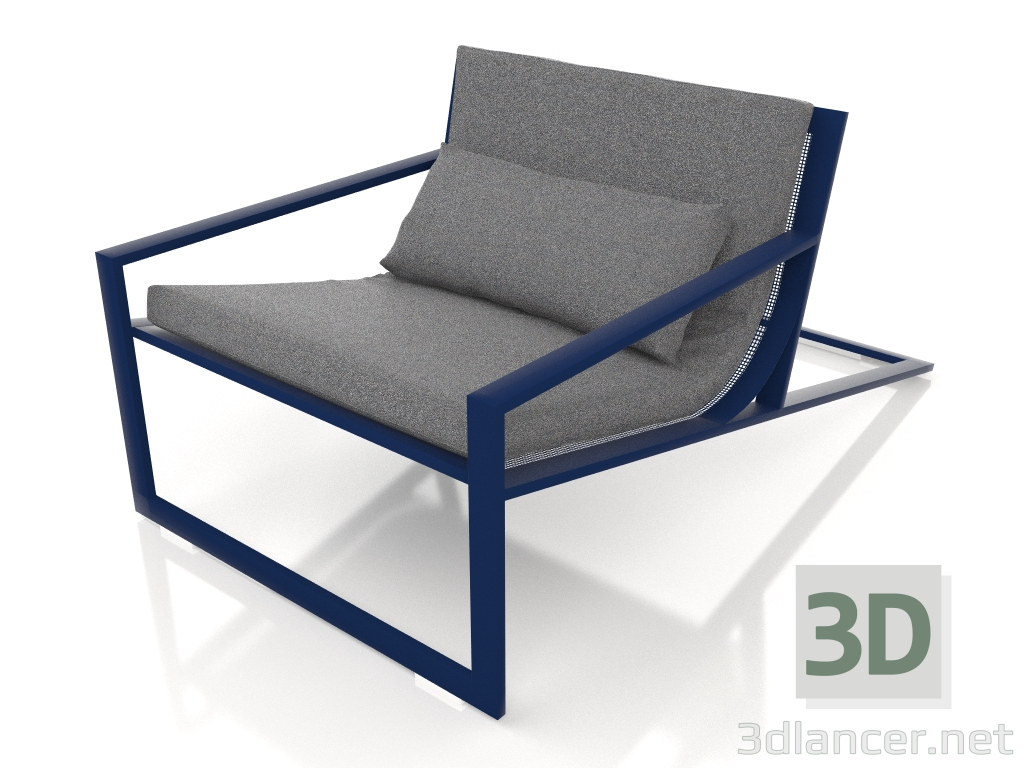 modèle 3D Fauteuil club unique (Bleu nuit) - preview