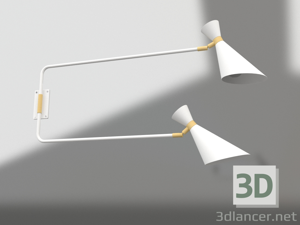 3d model Aplique doble Shady (Blanco) - vista previa