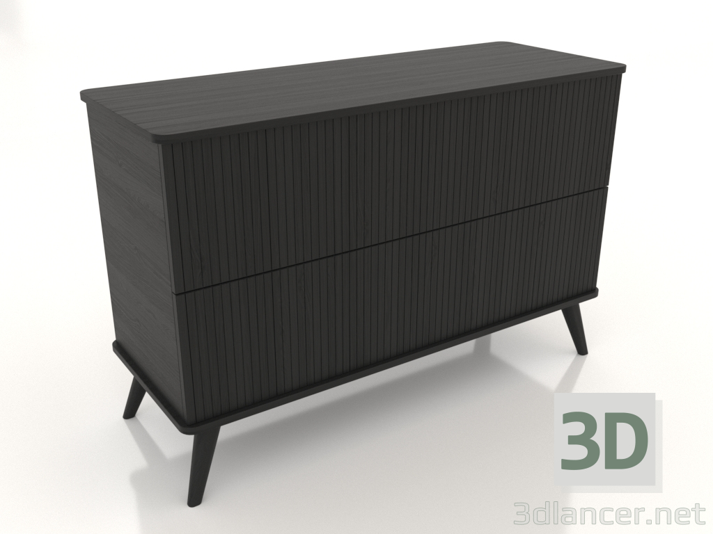 modello 3D Cassettiera 3 1200x400x800 mm (nero RAL 9005) - anteprima