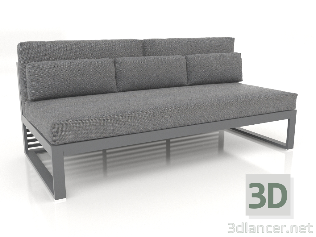 modèle 3D Canapé modulable, section 4, dossier haut (Anthracite) - preview