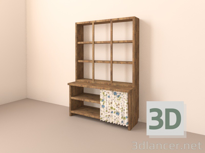 modello 3D Rack per pentole con tenda - anteprima