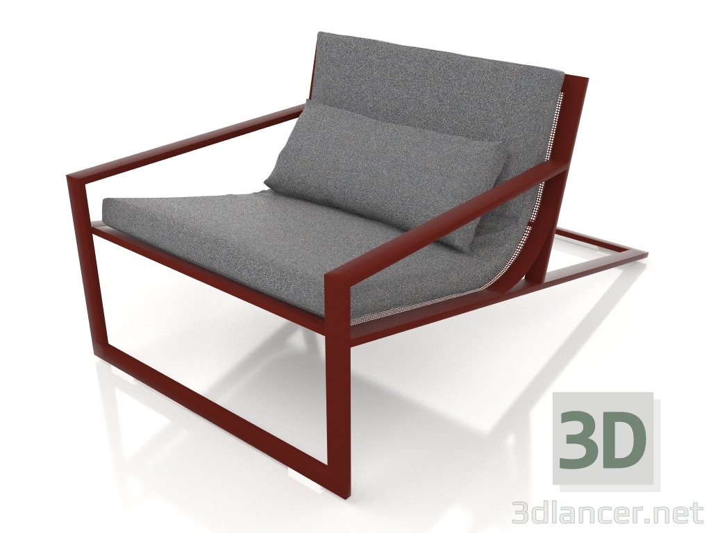 modèle 3D Fauteuil club unique (Rouge vin) - preview