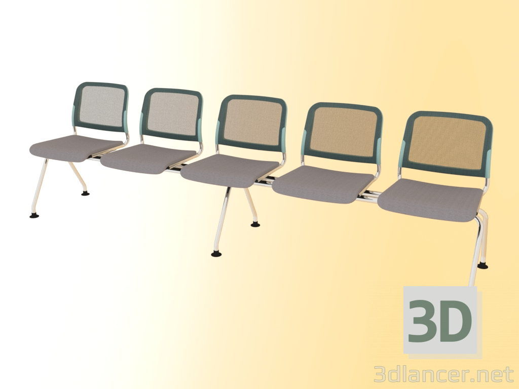 3d model Banco de cinco asientos (505L5) - vista previa