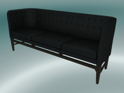 Canapé Triple Mayor (AJ5, H 82cm, 62x200cm, Noyer, Cuir - Soie Noire)