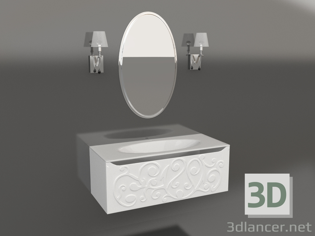 3D modeli 120 cm banyo aynalı dolap (EL.01.12+4x1000x600) - önizleme