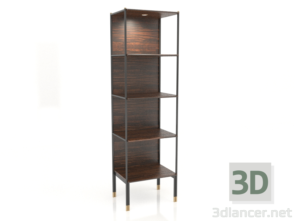 3D modeli Vitrin 4 raf, abanoz kaplama, siyah mat lake, pirinç, arka aydınlatma (59x45x200 cm) - önizleme
