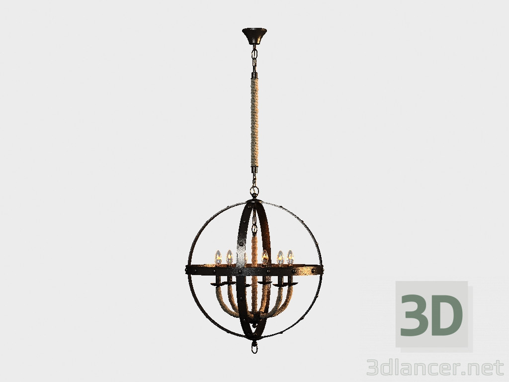 modello 3D Soffitto di Lancelot Lampadario (CH062-6-OGR) - anteprima