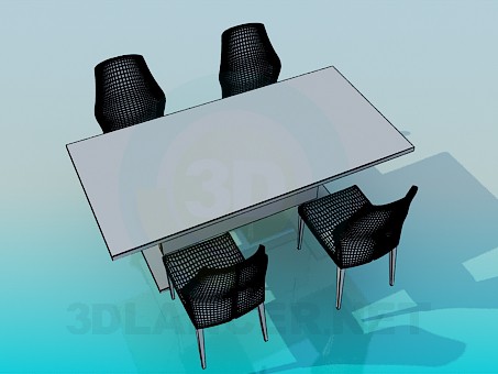 3d model Mesa con sillas - vista previa