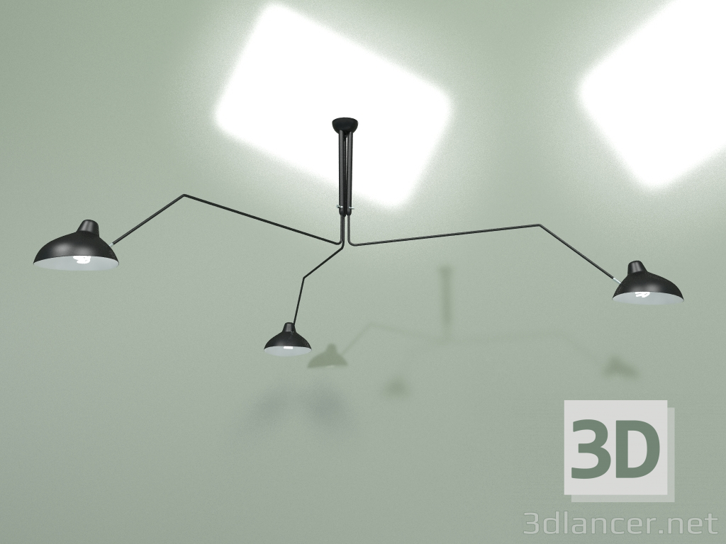 Modelo 3d Candeeiro de tecto Spider Mouille 3 luzes - preview