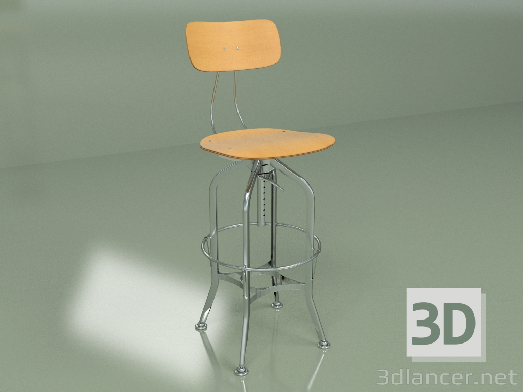 modèle 3D Tabouret de bar Toledo Wood (nickel, marron) - preview