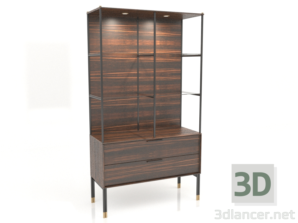 3 डी मॉडल शोकेस, आबनूस लिबास फिनिश, काला मैट वार्निश, पीतल, बैकलाइट (110x45x200 सेमी) - पूर्वावलोकन