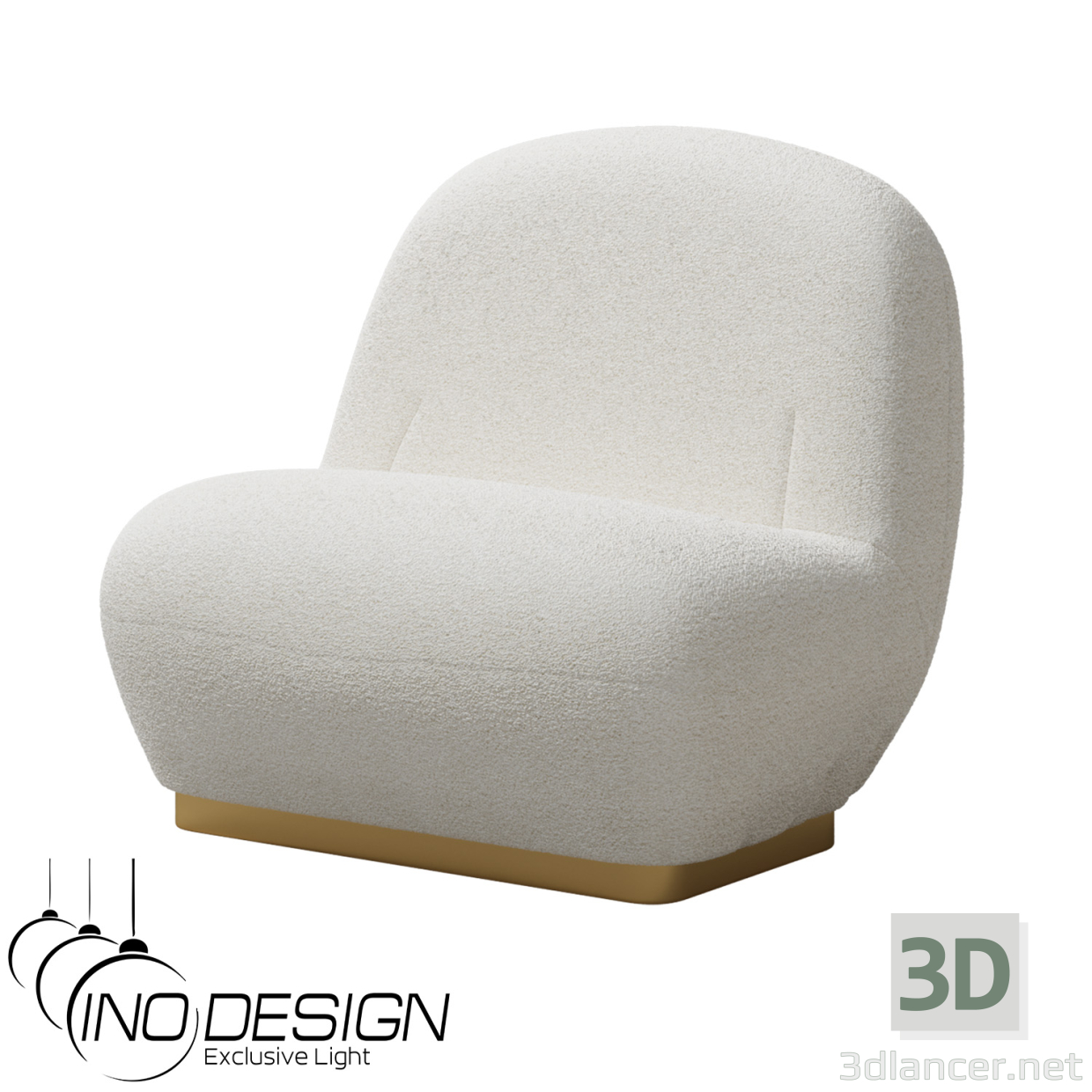 3d модель Крісло Inodesign Pacha слонова кістка 01.419 – превью