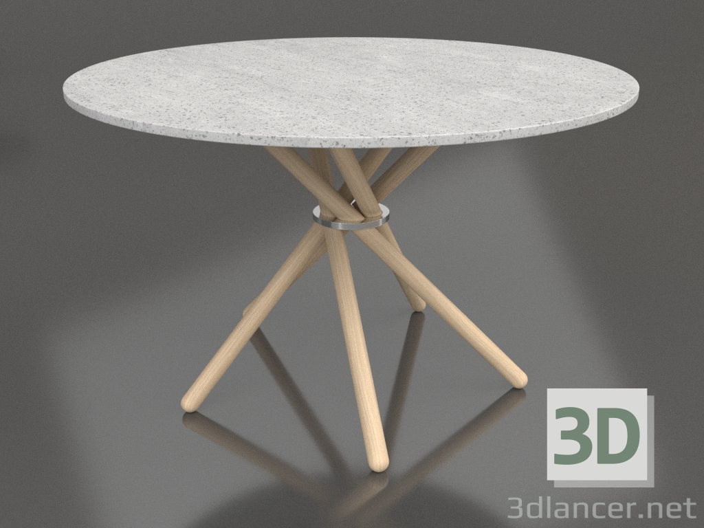 modello 3D Tavolo da pranzo Hector 120 (Cemento chiaro, Rovere chiaro) - anteprima