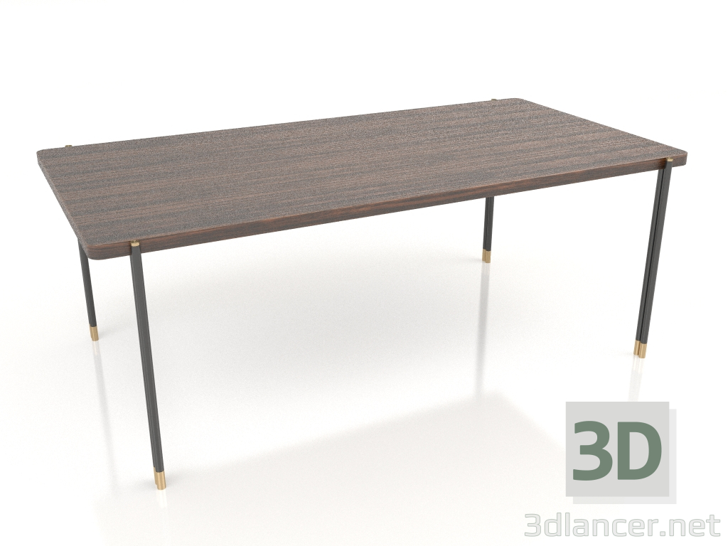 Modelo 3d Mesa de jantar com acabamento em folheado de ébano e pés de metal (200x106,6x75 cm) - preview