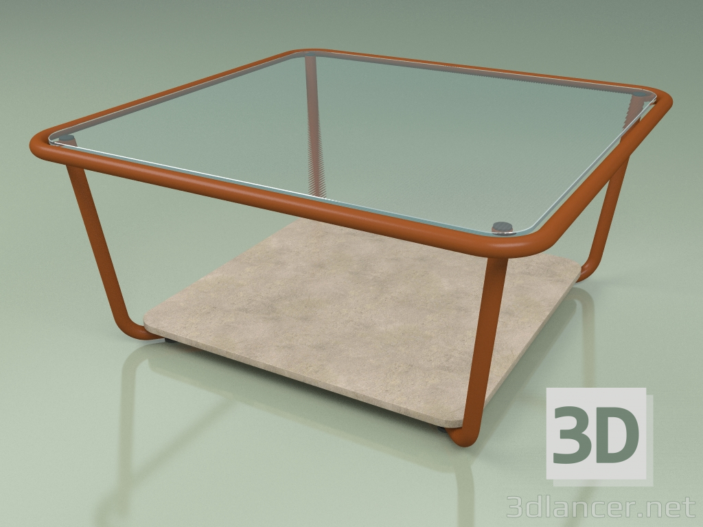 3d модель Стіл кавовий 001 (Ribbed Glass, Metal Rust, Farsena Stone) – превью