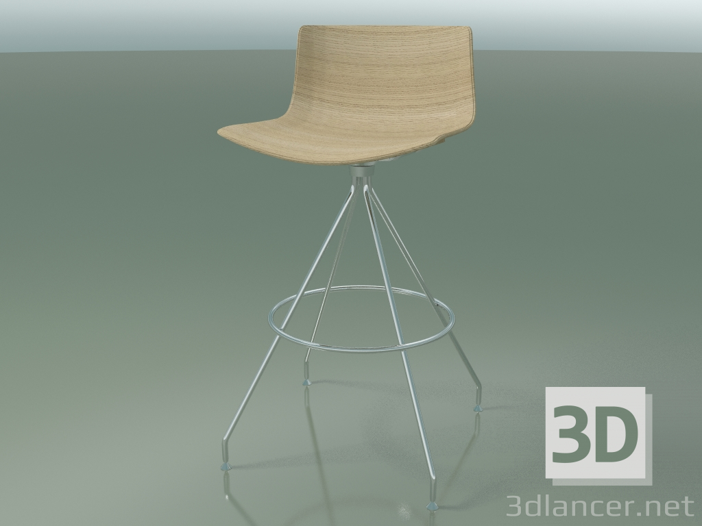 3d model Silla de bar 0491 (sin tapizado, roble blanqueado) - vista previa