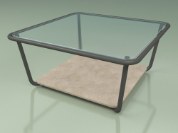 Coffee table 001 (Ribbed Glass, Metal Smoke, Farsena Stone)