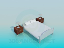 Cama de casal com mesas de cabeceira