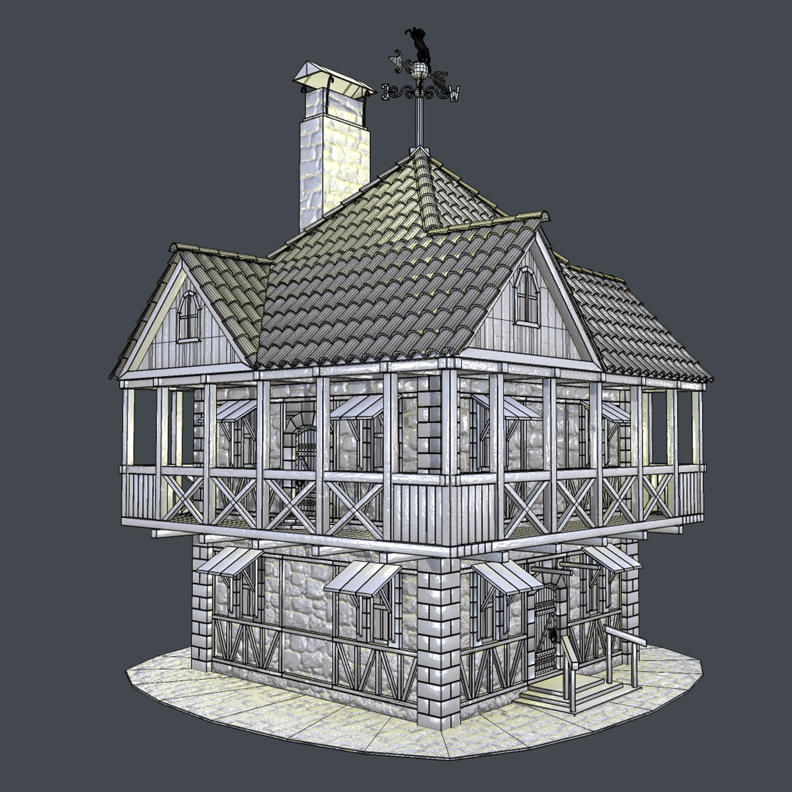 Casa medieval modelo 3d 3D modelo Compro - render